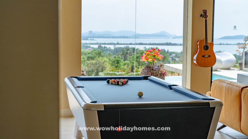 Living Room with pool table and stunning views over the Andaman Sea