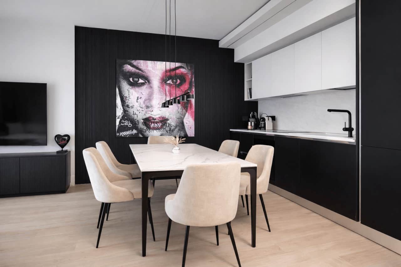 AZULIS Apartment 7 designer interior with neutral palette, Olbia centro storico — RENTAL12 brand asset
