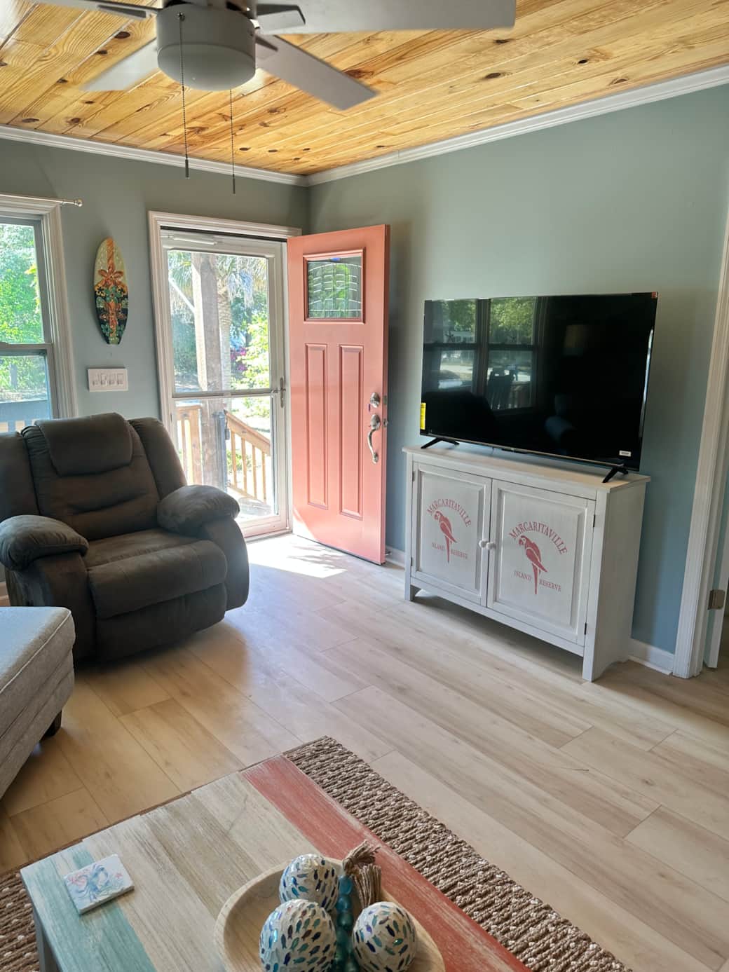 Living area with smart TV and recliner