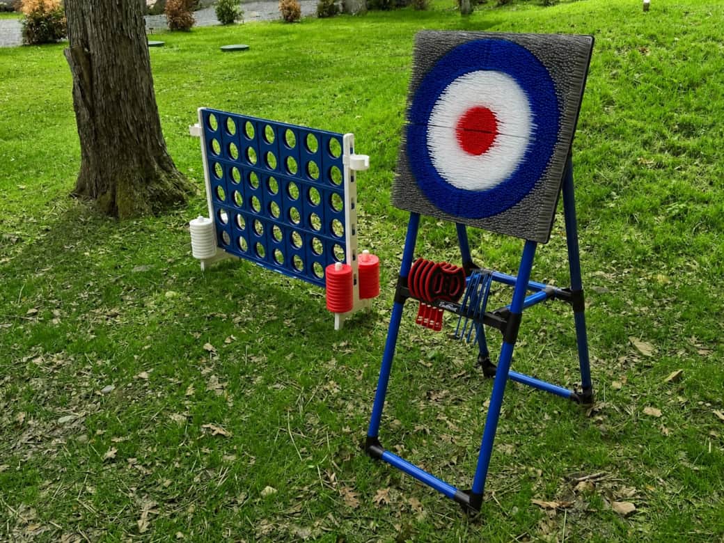 Enjoy a competitive game of connect 4 or axe throwing in the yard!