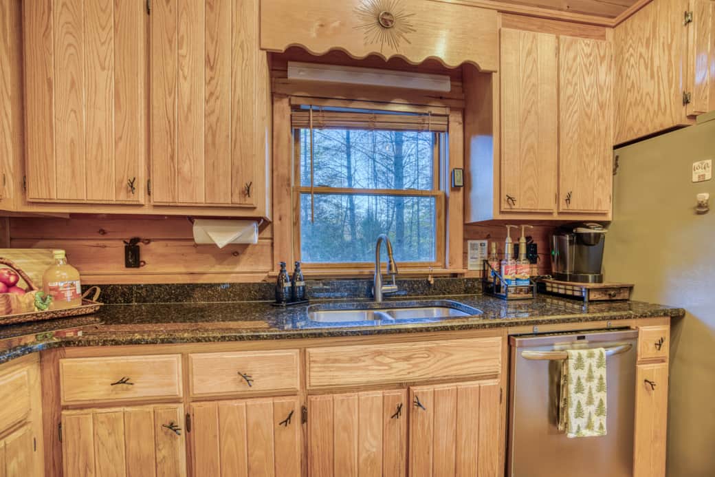 Sink with a lovely view and coffee station