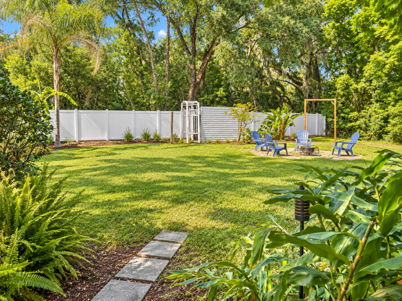 Fully fenced yard gives pups and people extra space to enjoy the outdoors.