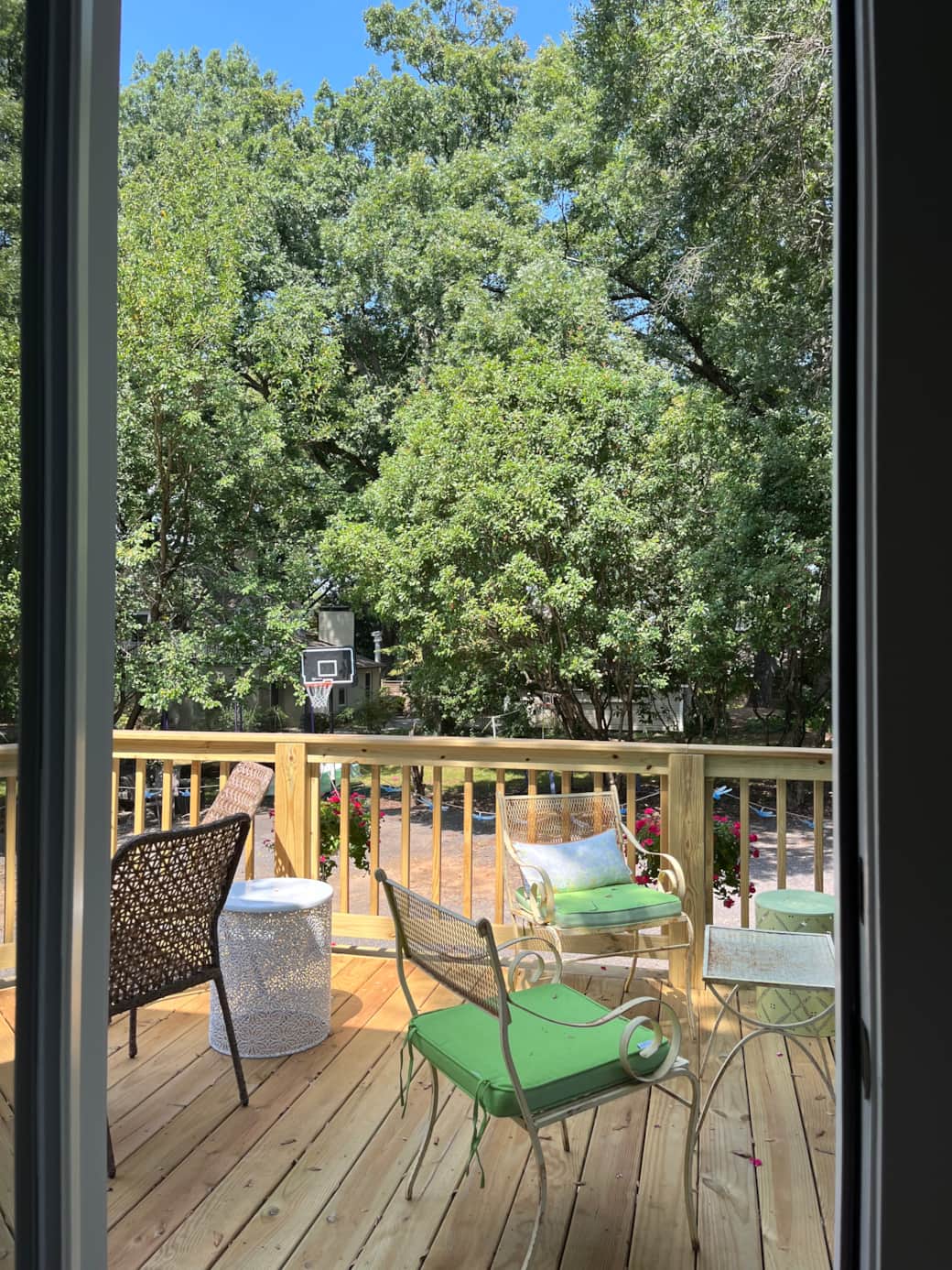 View from the suite out to the shared deck