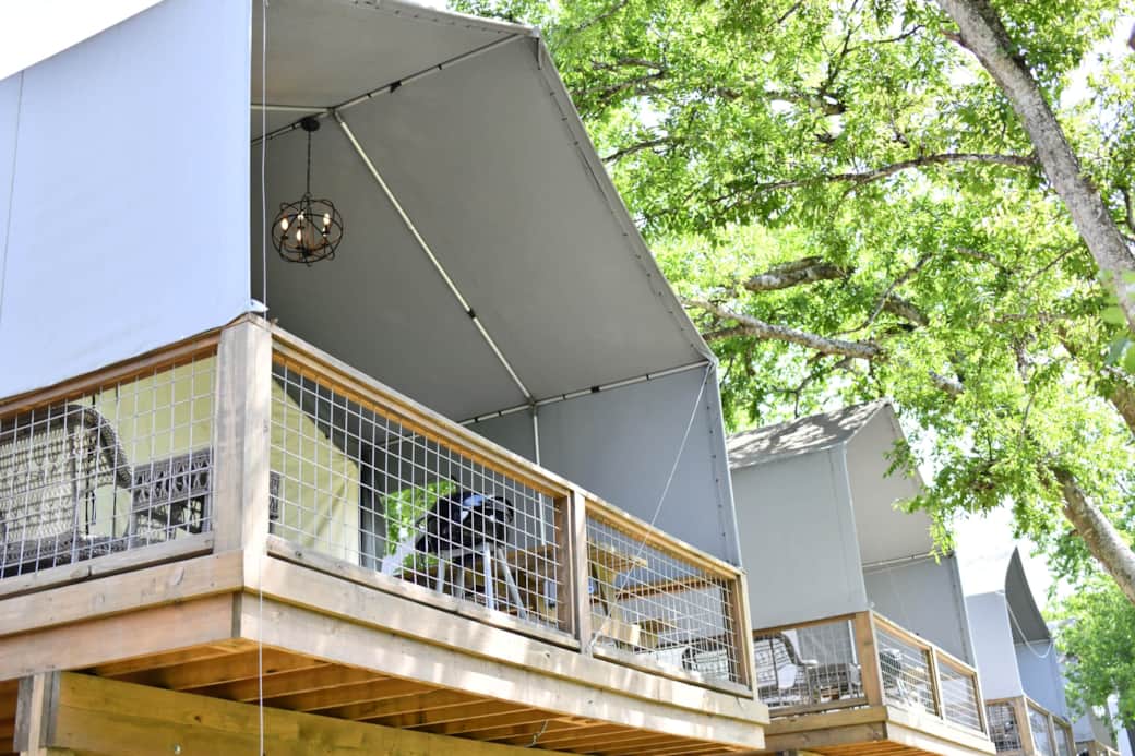 The rear decks on our waterfront cabins The rear decks on our waterfront cabins