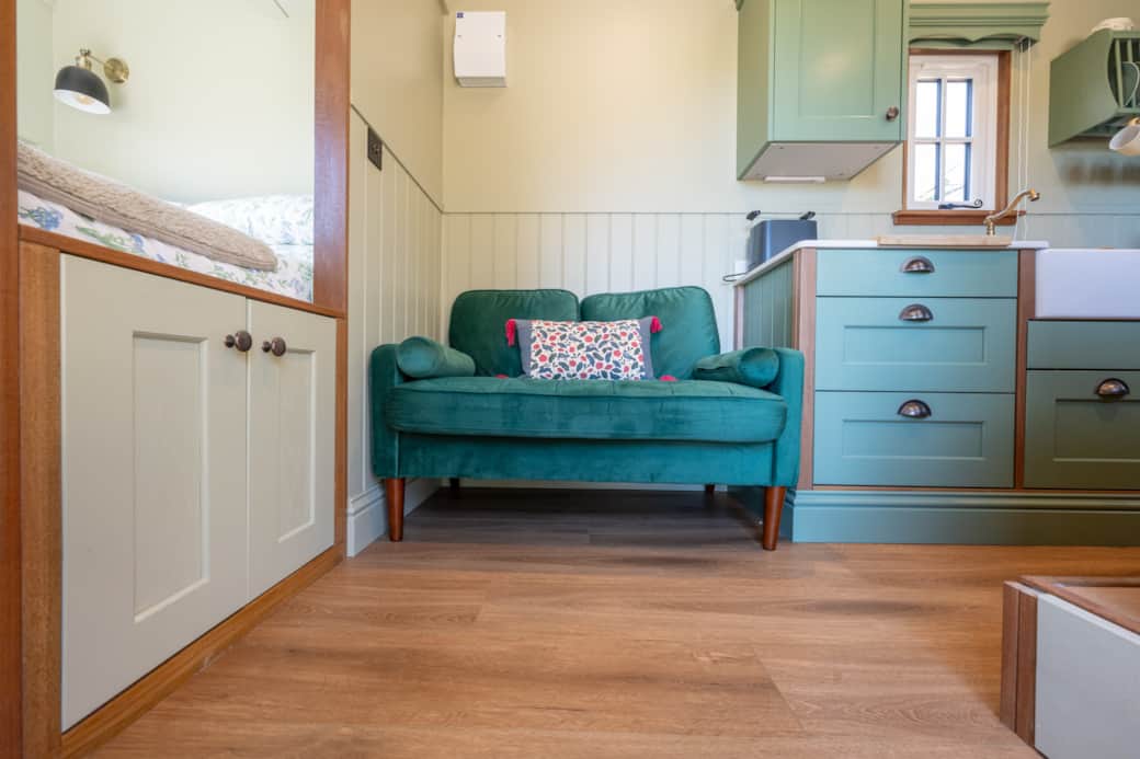 Willow's Nest Shepherds Hut Living Area