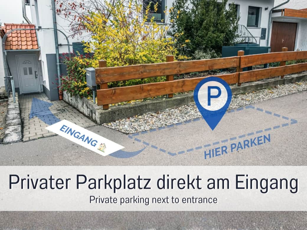 Privater Parkplatz direkt am Eingang