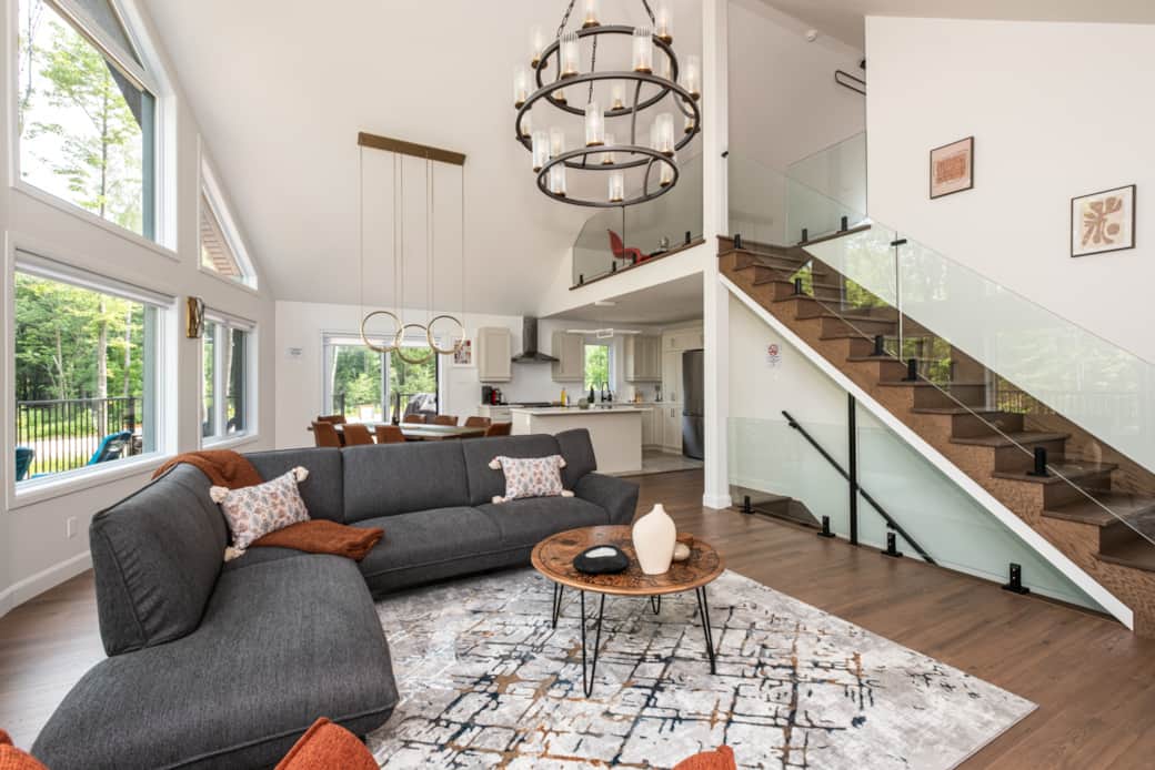 Living room with a view of the mezzanine