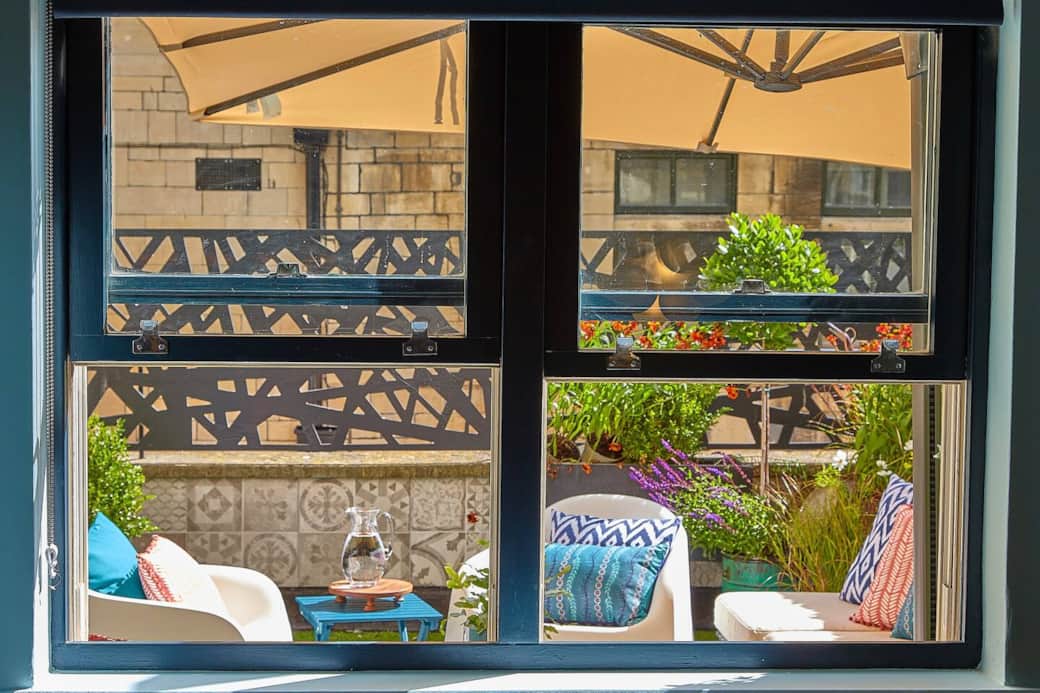 View from the kitchen window onto roof terrace View from the kitchen window onto roof terrace