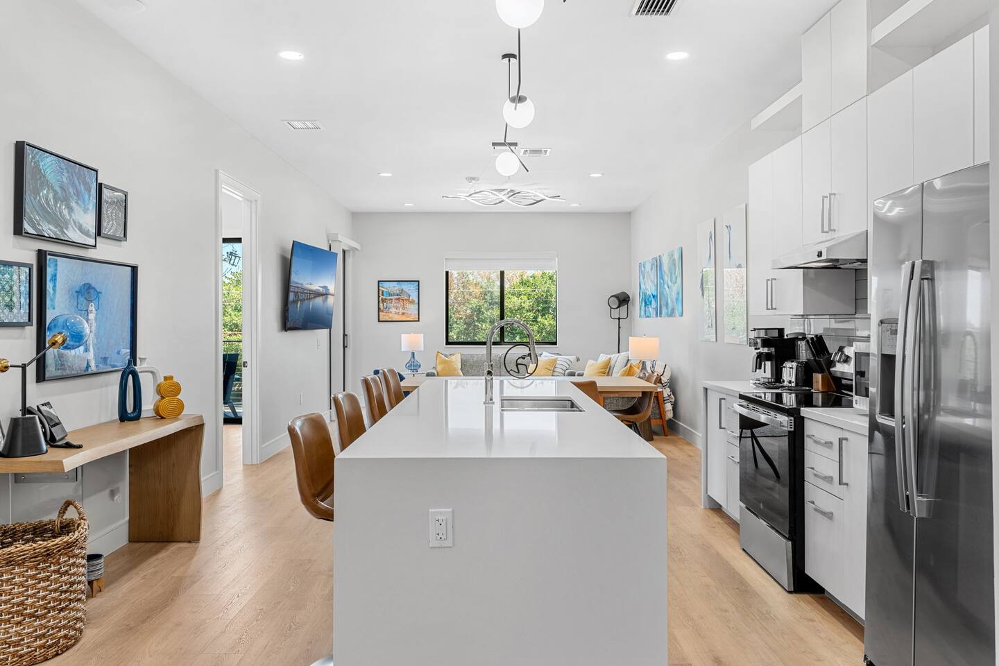 Spacious kitchen with island seating and room to gather.
