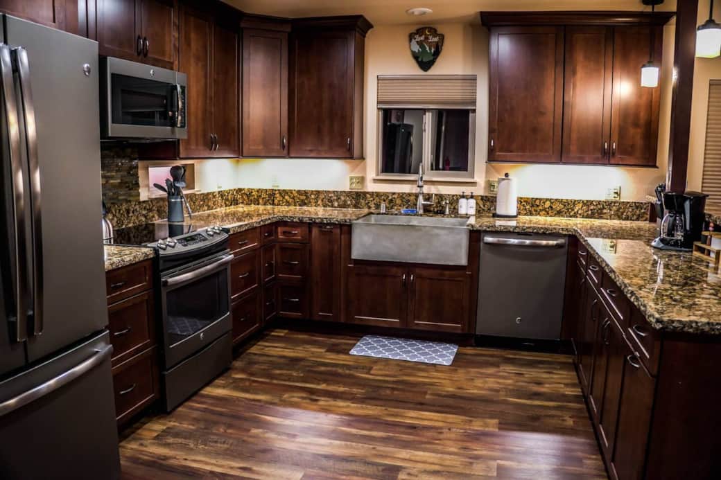 A fully stocked and spacious kitchen