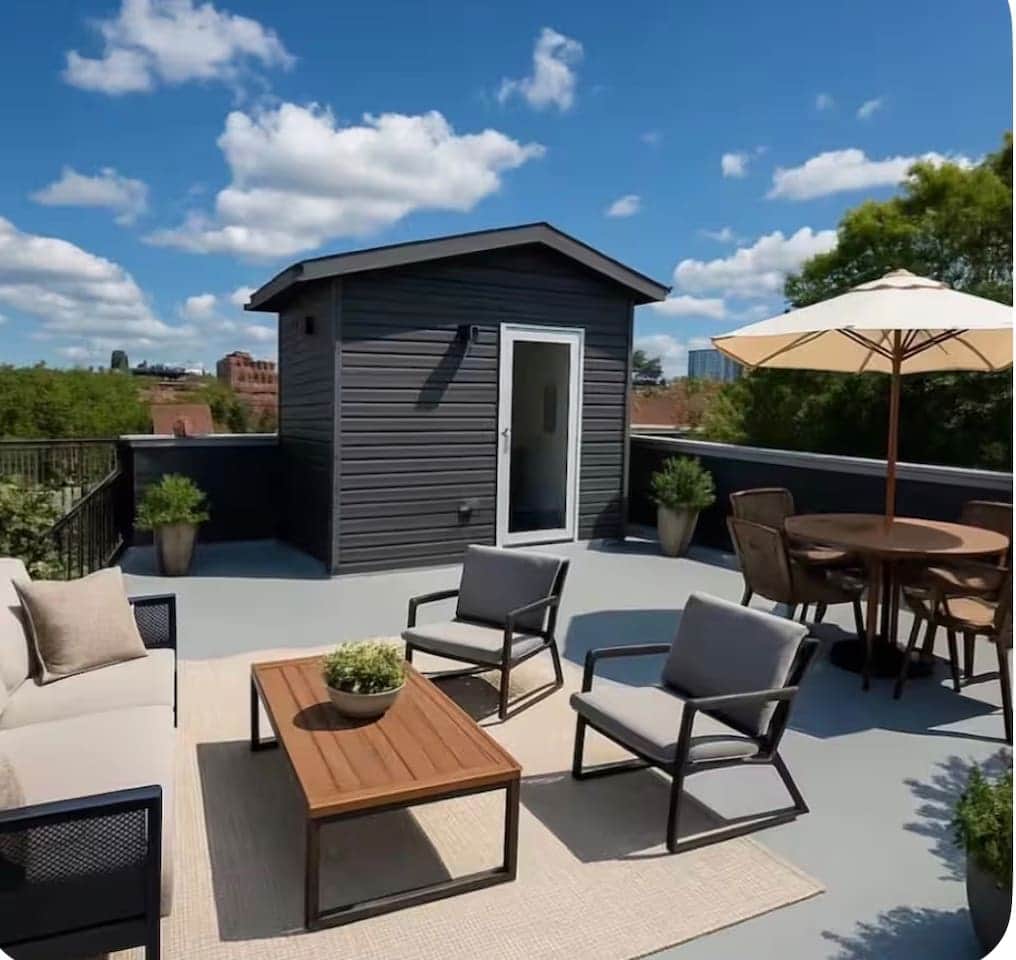 private rooftop with dining set