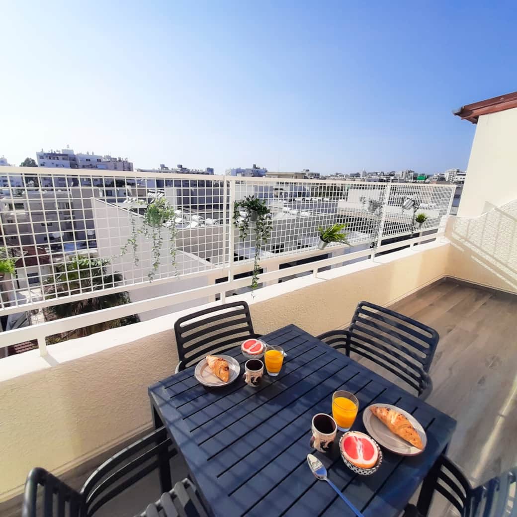 Enjoy breakfast on the balcony