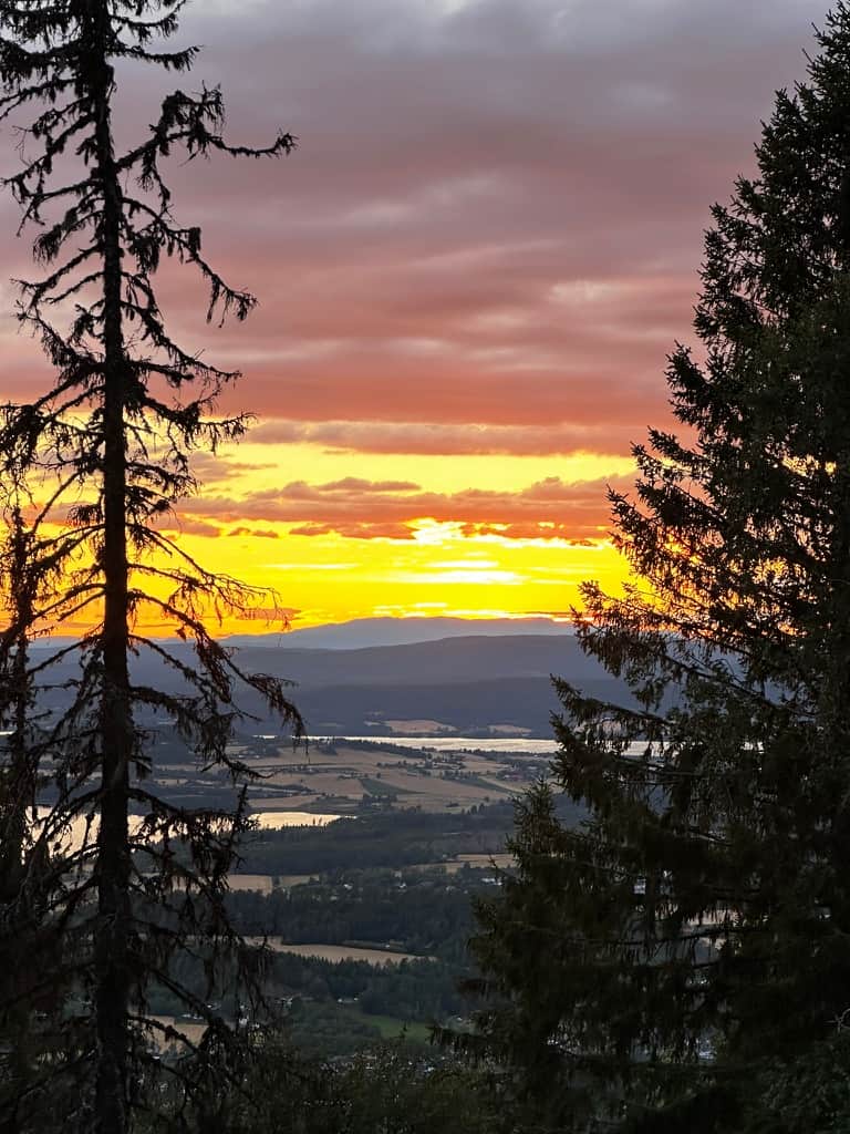 Solnedgang over Tyrifjorden fra Krokskogen