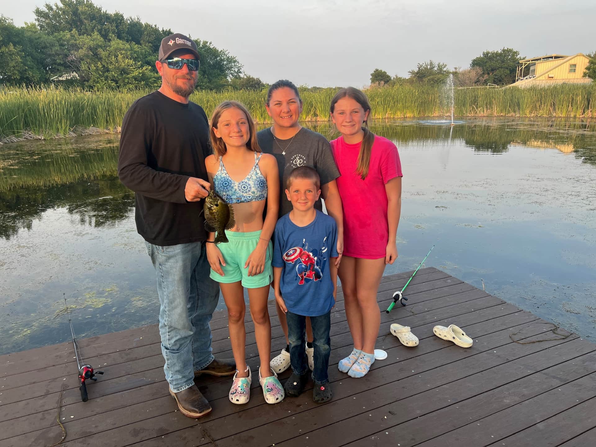 Family Ranch Activities fishing at the Beaver Pond at Lake Godstone