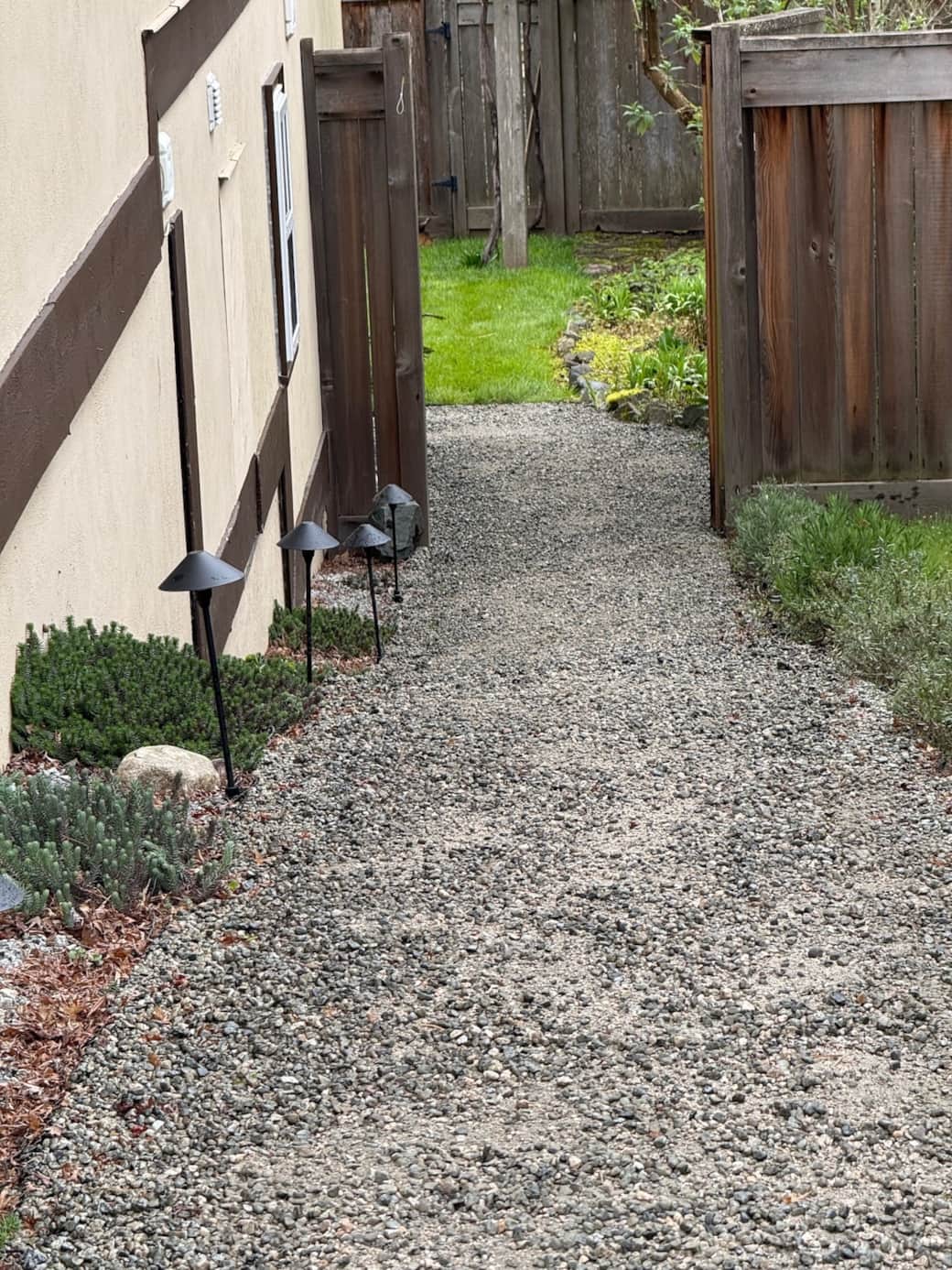 Close up of lighting along path