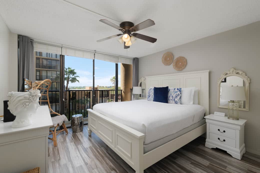 Our cozy king bedrooms will have you relaxed in no time. TV and clothing storage in each bedroom. Our cozy king bedrooms will have you relaxed in no time. TV and clothing storage in each bedroom.