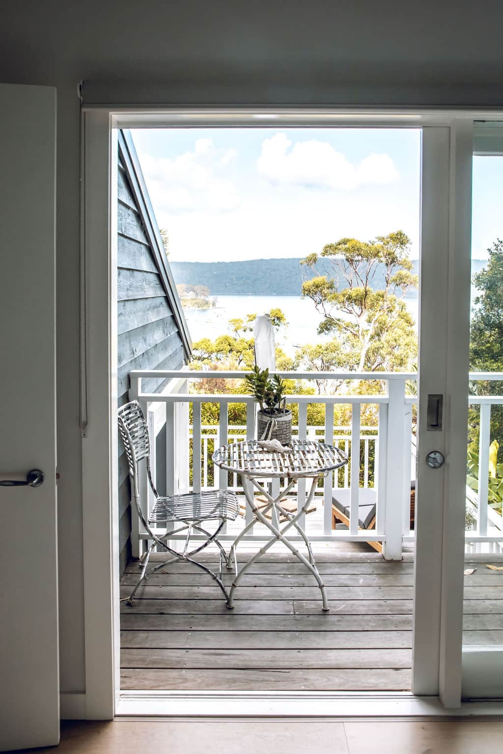 Queen edroom off lounge room balcony and view