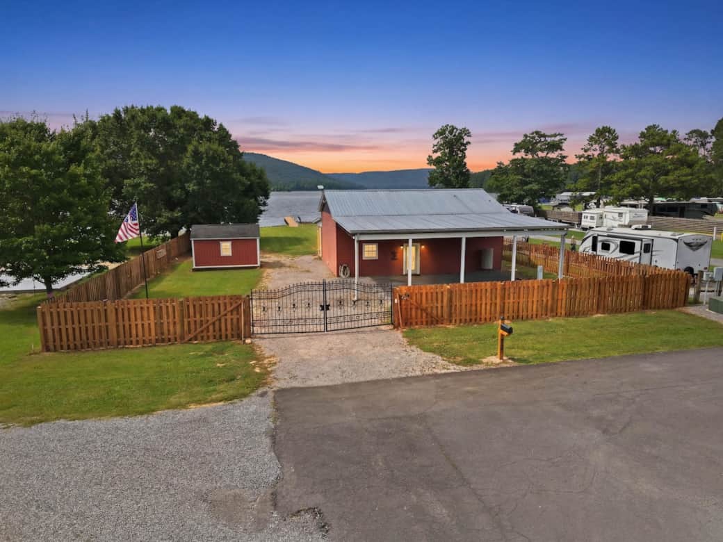 Privacy-fenced yard with gate