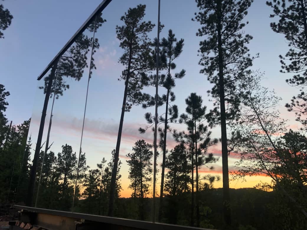 Mirror Cabin at sunrise
