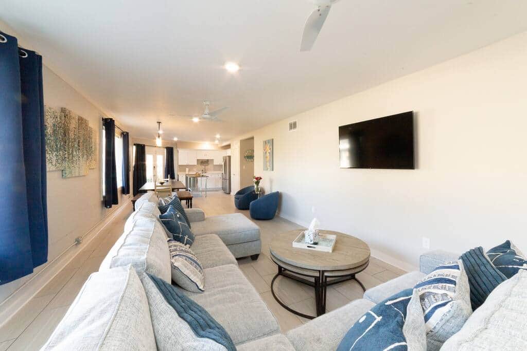 Oversized living area looking towards kitchen