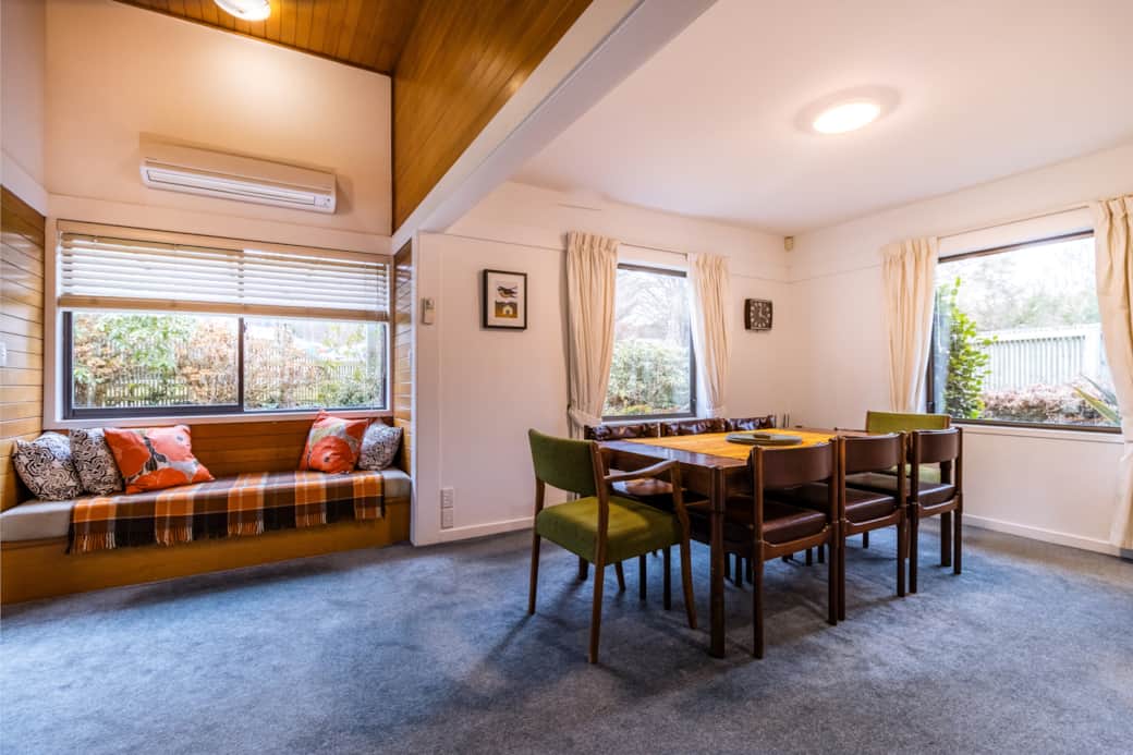 Cosy reading nook (aka nap trap) and retro dining space for slow mornings and long lunches.