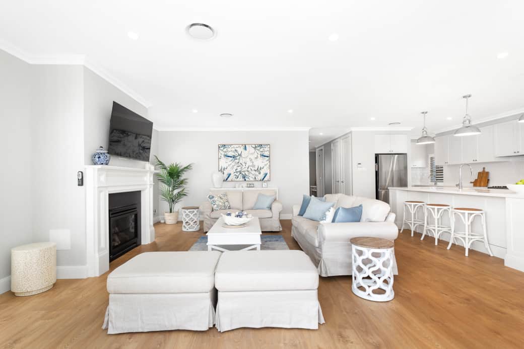 Downstairs Living Room with Fireplace