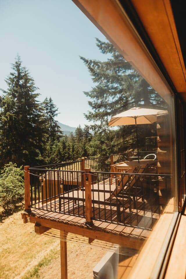 Two lounge chairs allow for easy relaxing in the sun or putting your feet up to enjoy a nice mountain sunset Two lounge chairs allow for easy relaxing in the sun or putting your feet up to enjoy a nice mountain sunset