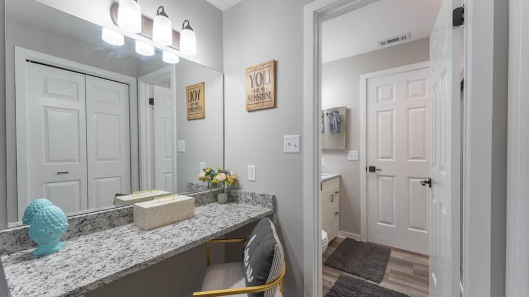 Enjoy the convenience of having a vanity in the king bedroom.