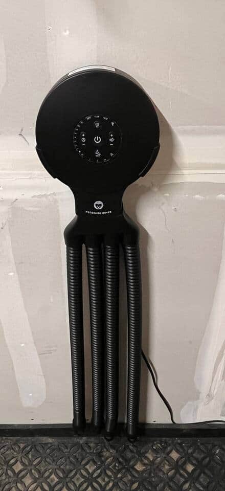 Ski and snowboard boot dryer conveniently mounted in the garage for your use. 