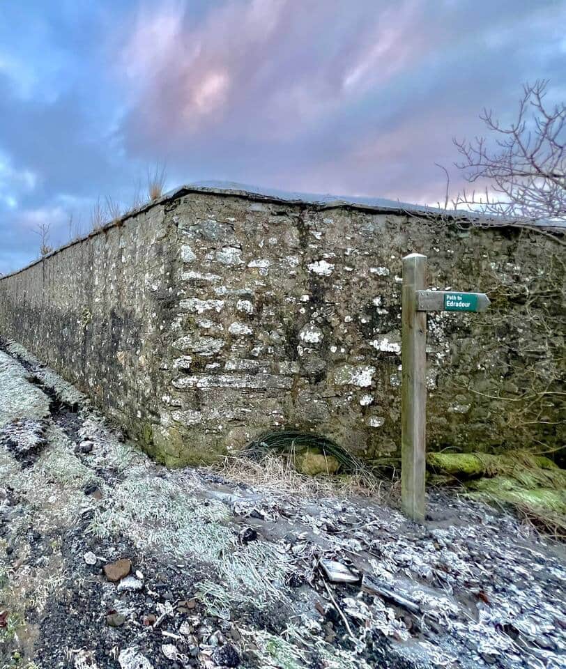 Our foot path to town with many trails from the Bothy’s front door! Turn left at the end of the garden wall. 