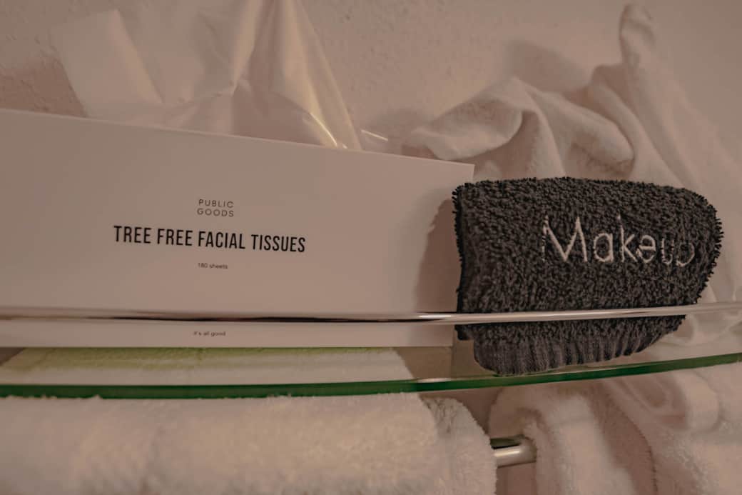 Bathroom essentials & blow dryer.