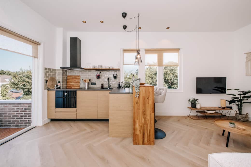 Kitchen with living room