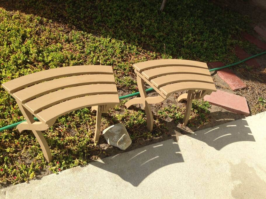 Benches in front of home for removal of shoes or putting them back on. Benches in front of home for removal of shoes or putting them back on.