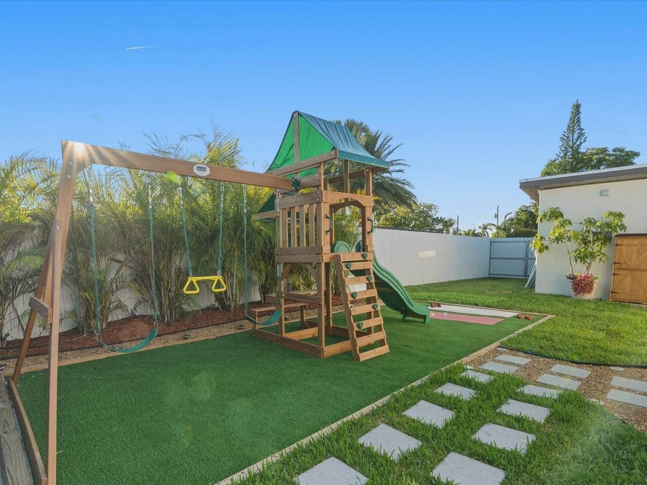 Kids' play area with swing set