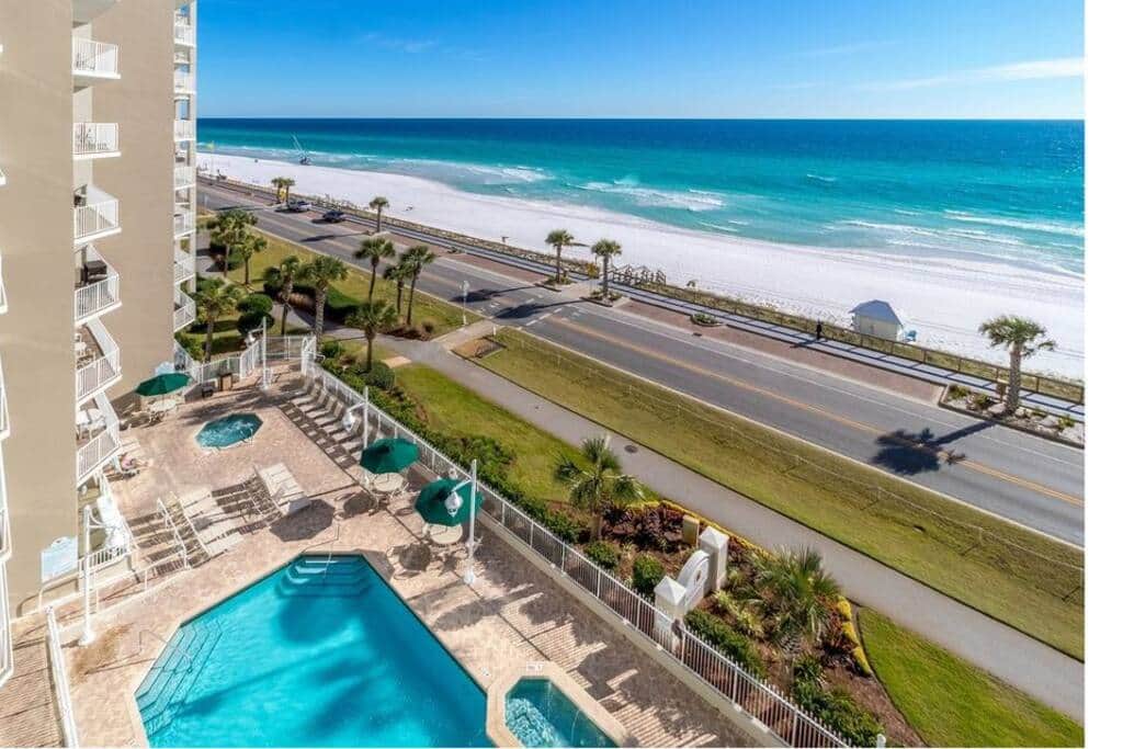 over head view of outdoor pool