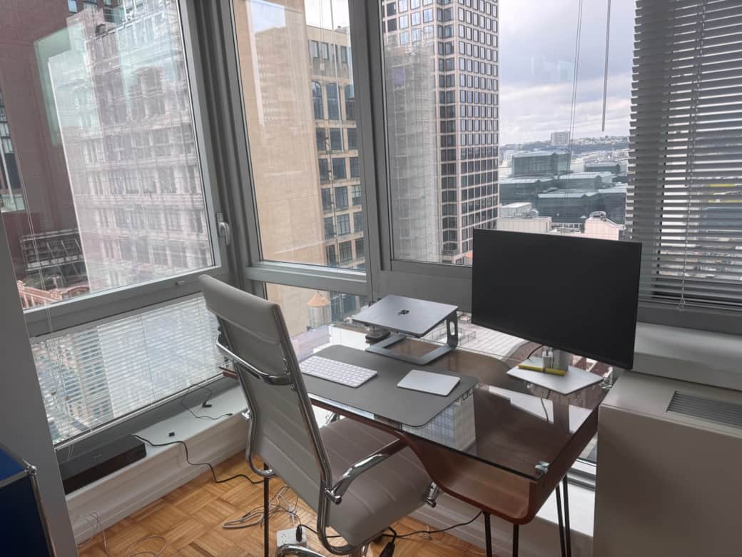 Private desk setup with inspiring Hudson Yards views