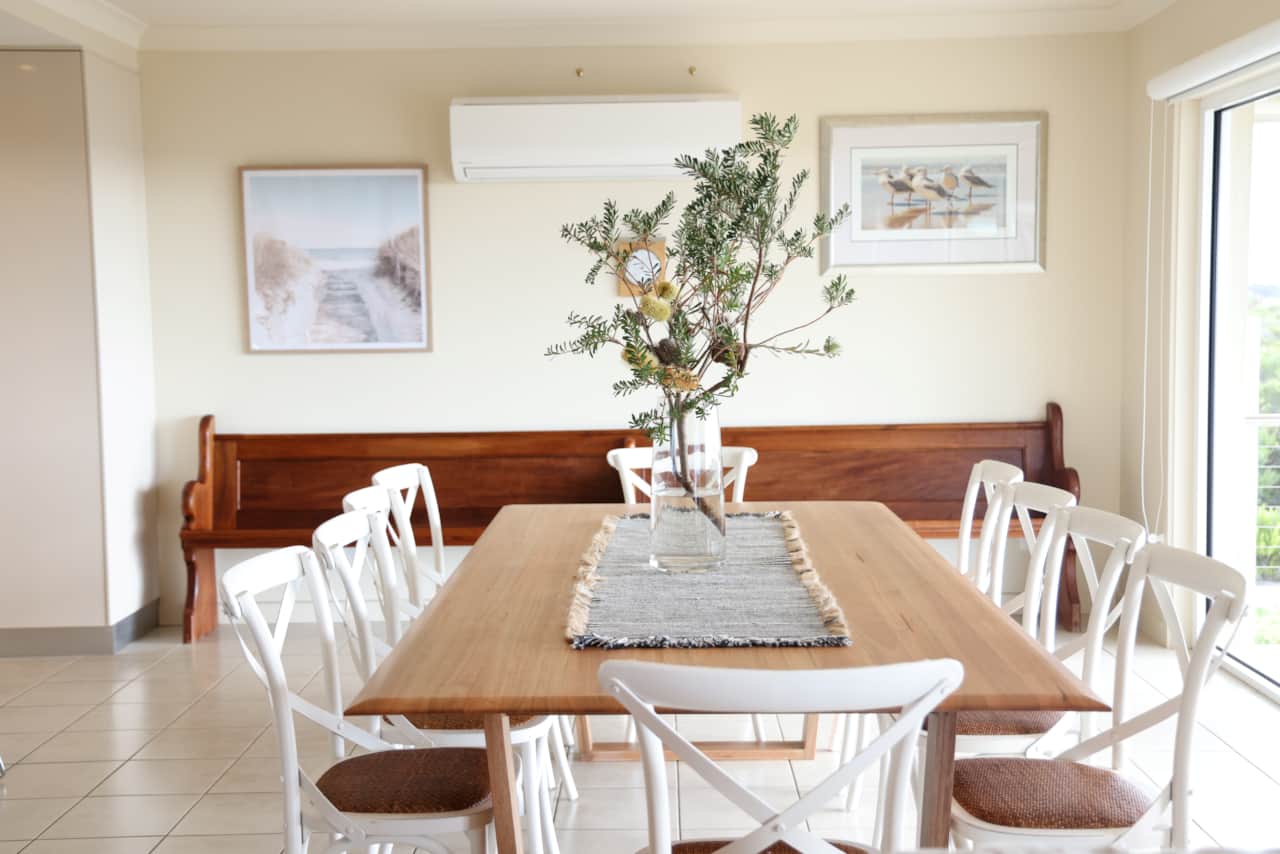 The Beachy dining room with views across Long beach