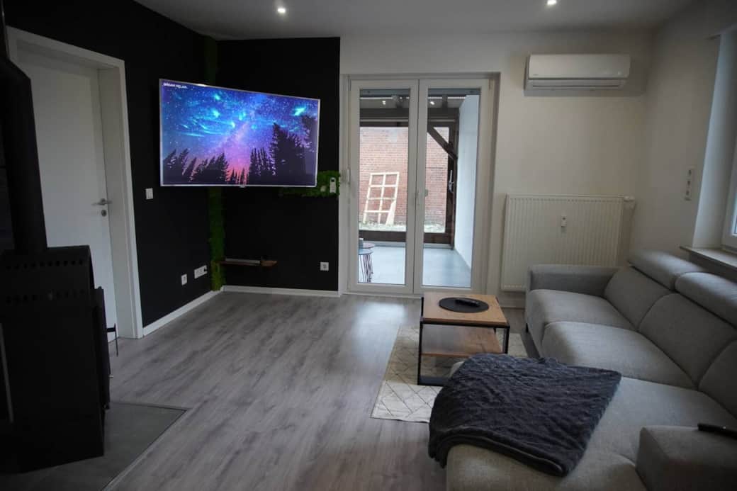 Wohnzimmer mit der Entertainment Ecke 