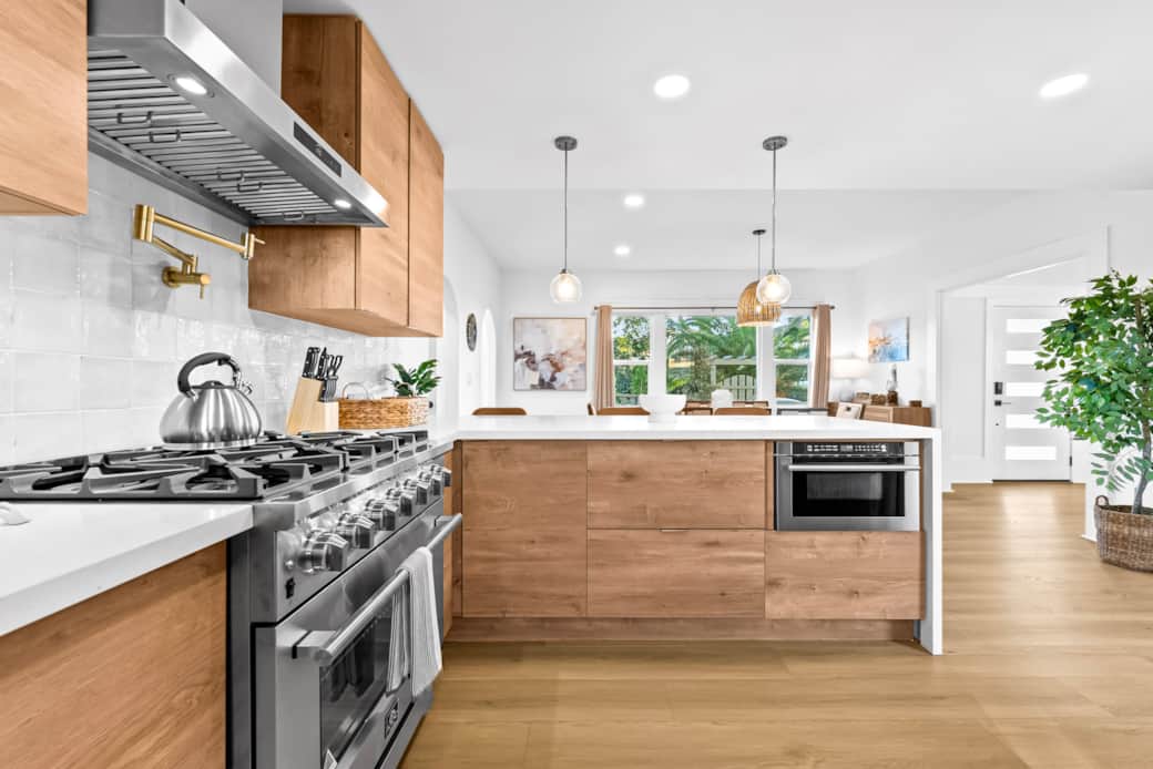 Ocean beach Kitchen with water views