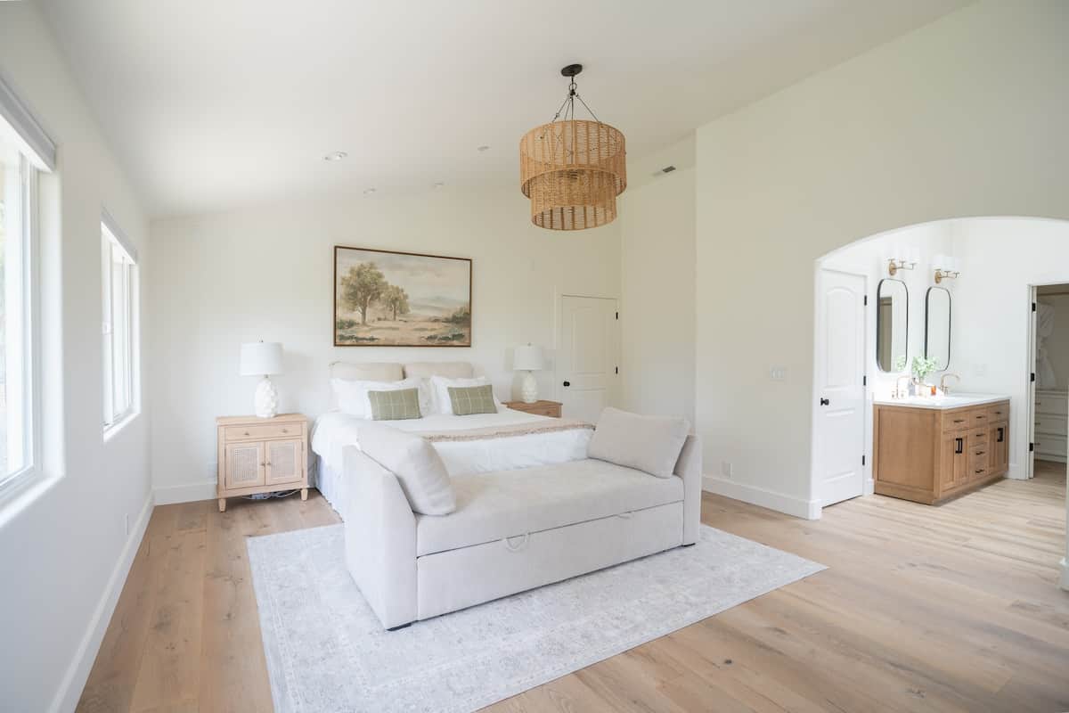 Primary Bed-King bed (SleepNumber) with sleeper sofa. Private bath attached. 