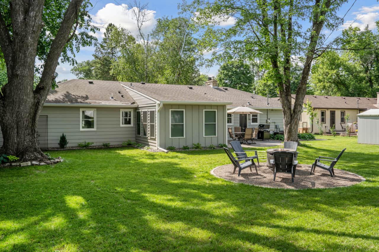 Gas Weber grill, stunning paver patio, oversized fire pit for your relaxation