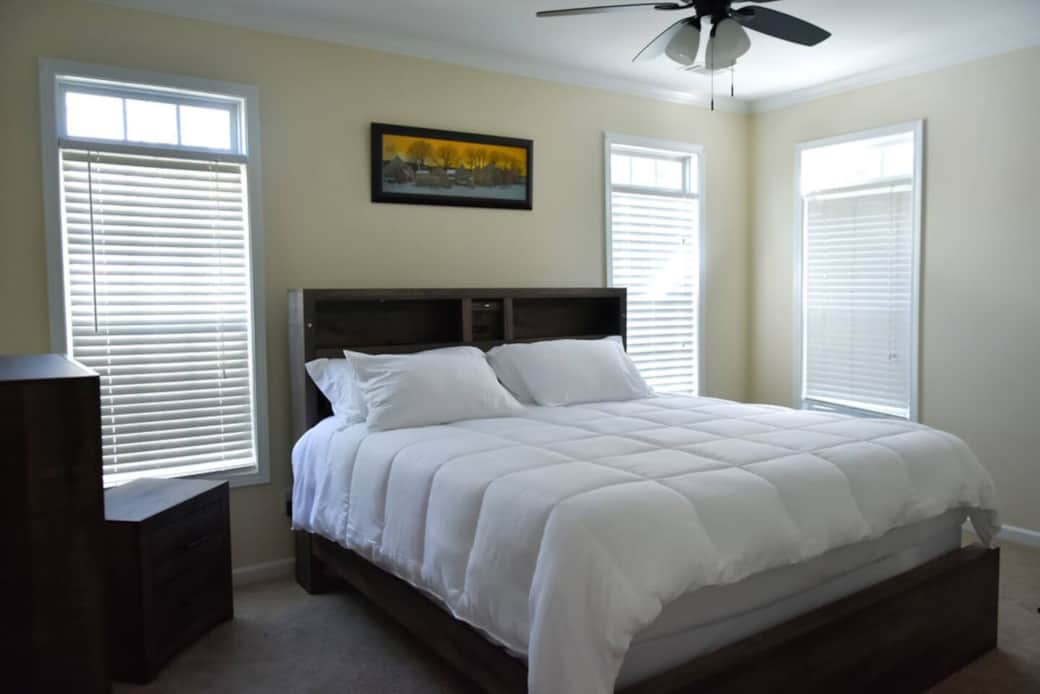 Master Bedroom - King bed with integrated bluetooth sound system