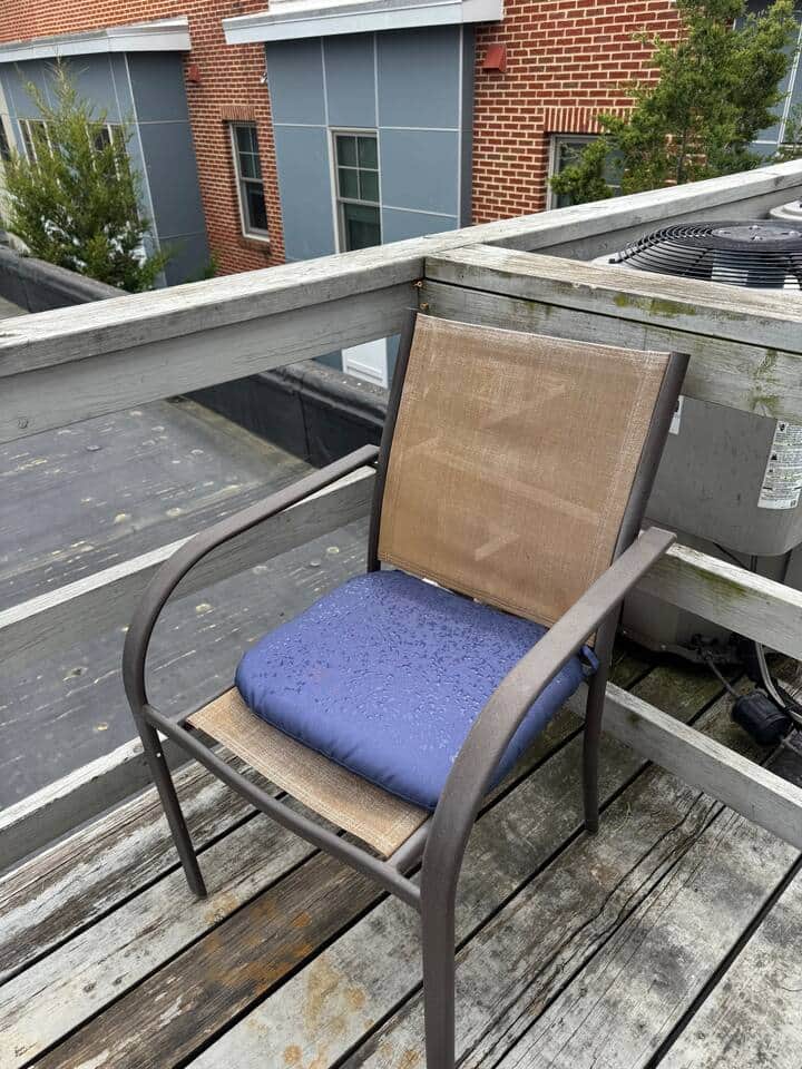 Outdoor seating on small patio Outdoor seating on small patio