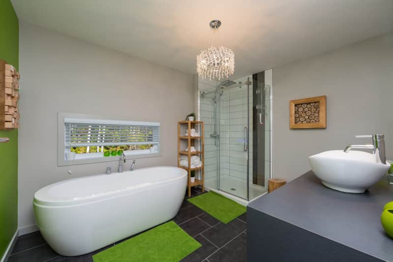 Main bathroom with separate bath and shower