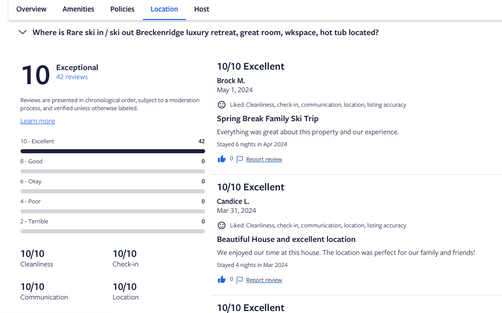VRBO Review summary May 2024