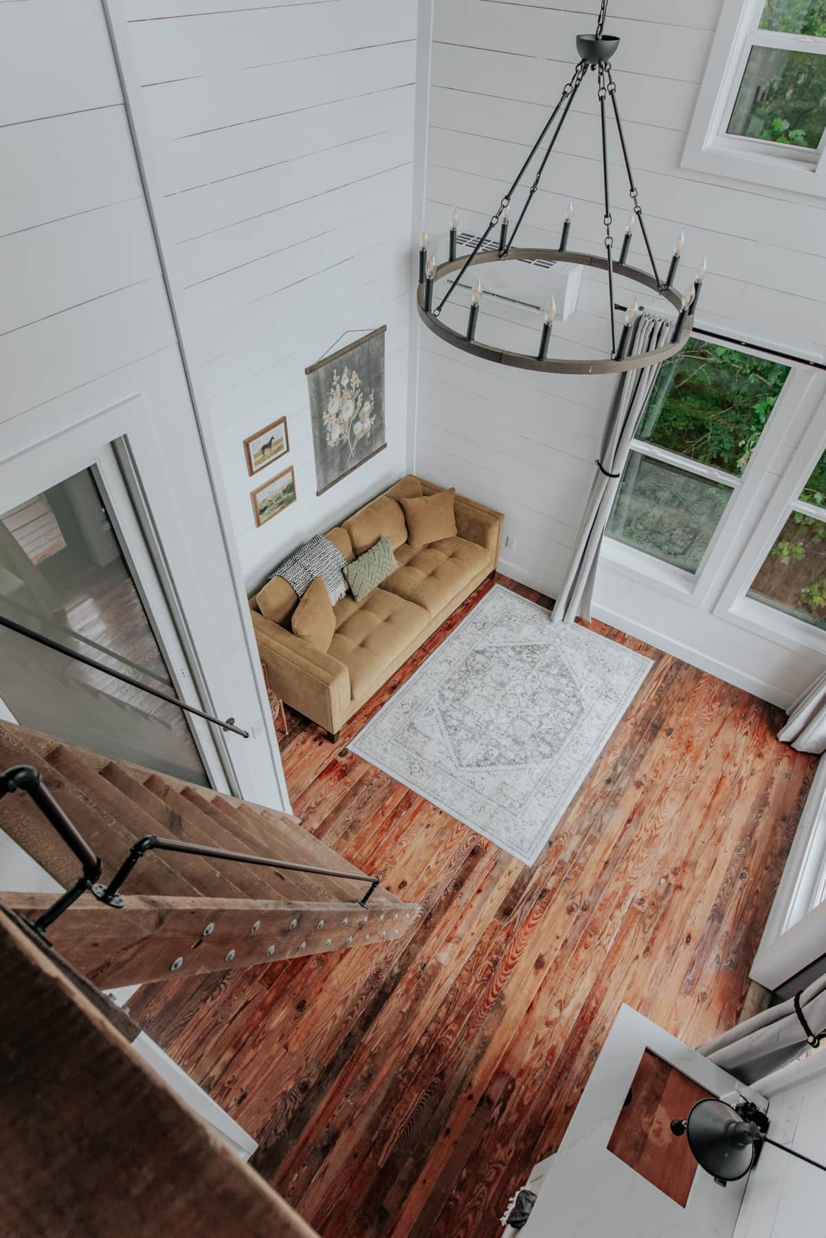 Loft view overlooking the cozy living room.
