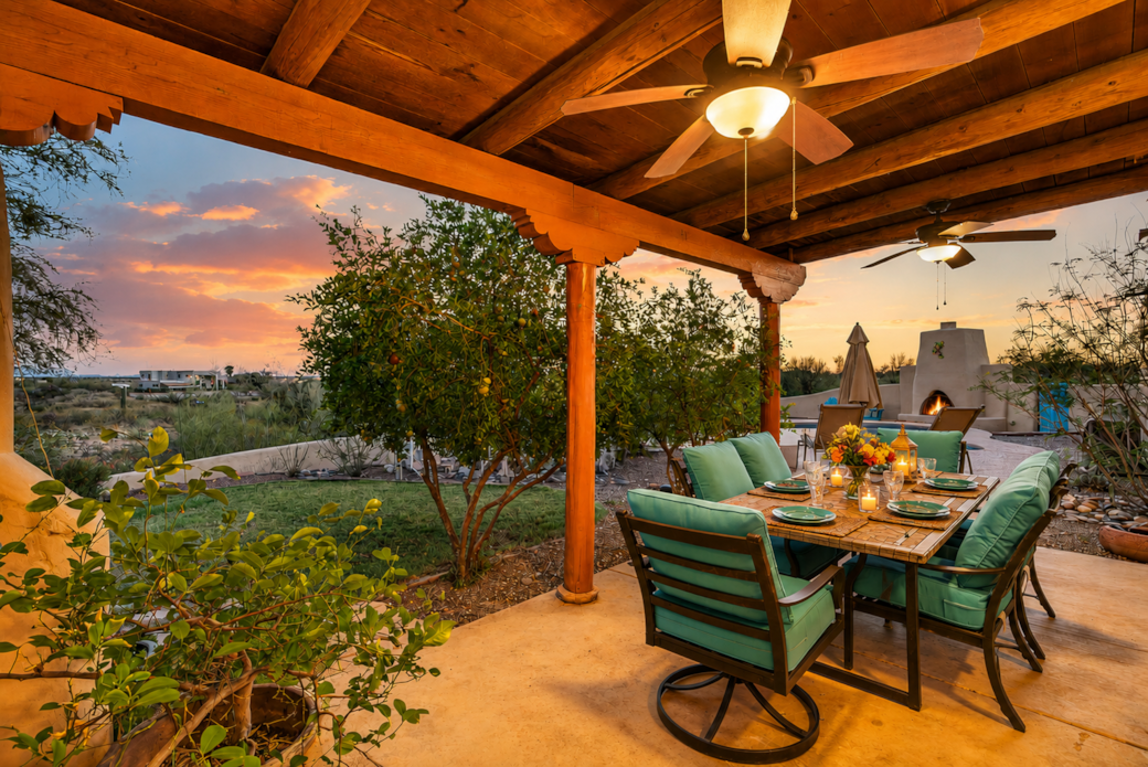 Back patio with outdoor dining
