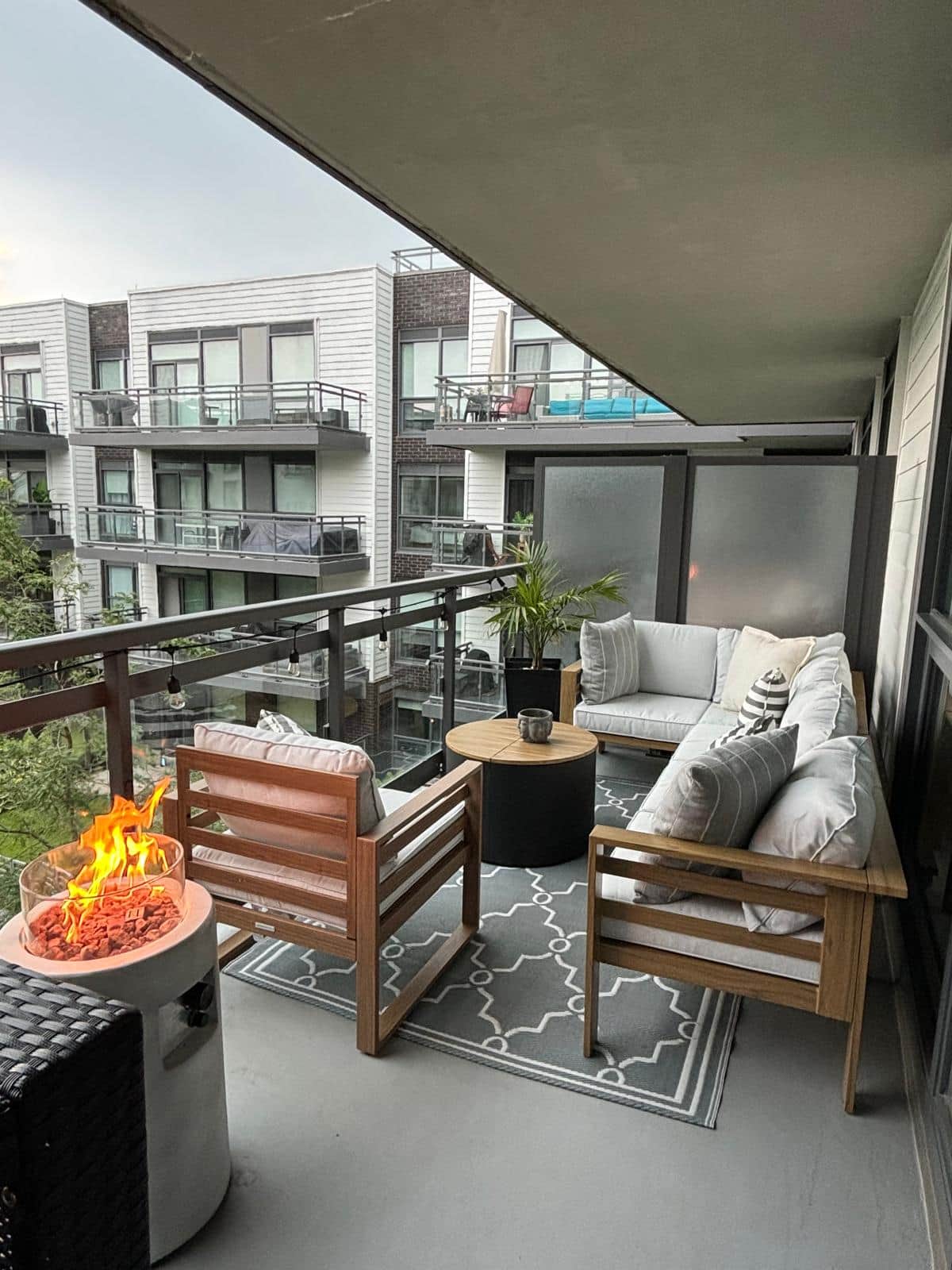 Relax on our tropical balcony with fire accents, and enjoy breathtaking views.