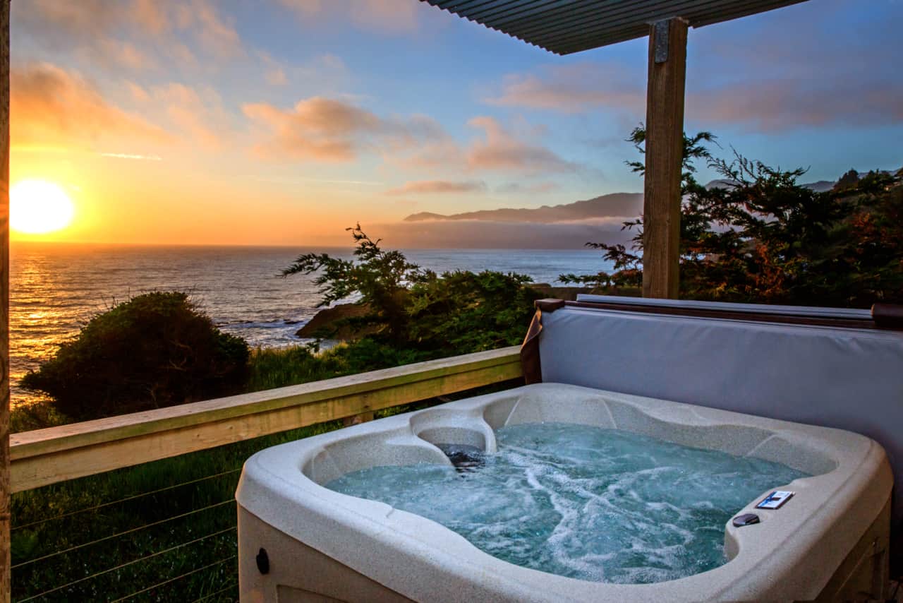 View from the Hot Tub of unit Magnificent overlooking the pacific, King Range Mountains 
