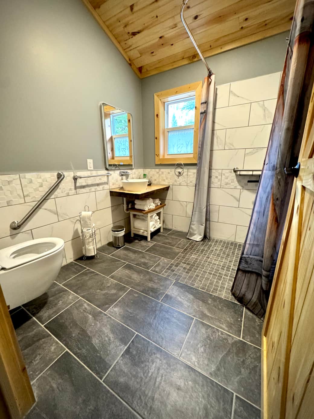Guest bathroom wheel chair accessible